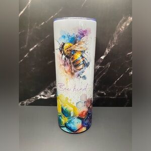 Colorful Watercolor Honey Bees - 20 oz stainless steel skinny tumblers